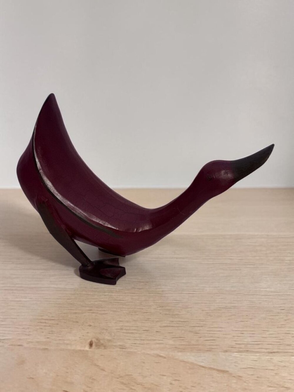Smith & Hawken Hand Carved Wooden Duck Sculpture Red Folk Art 14” Decor